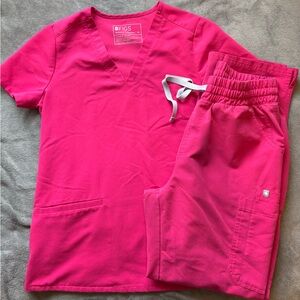 Figs Scrubs Set - Shocking Pink